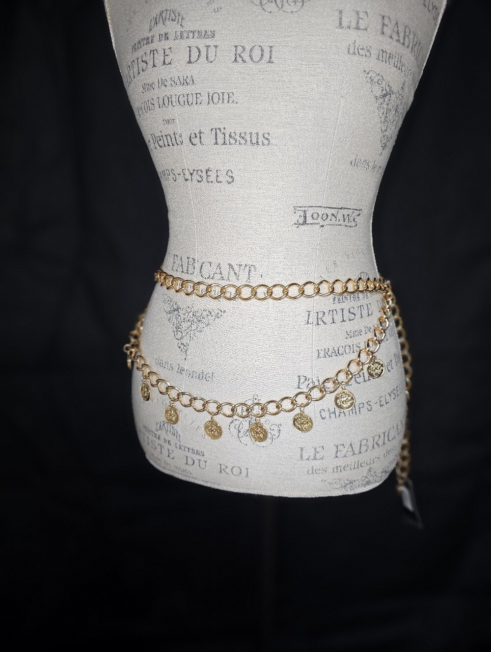 Lulu's Gold Double Chain Coin Charm Waist Belt